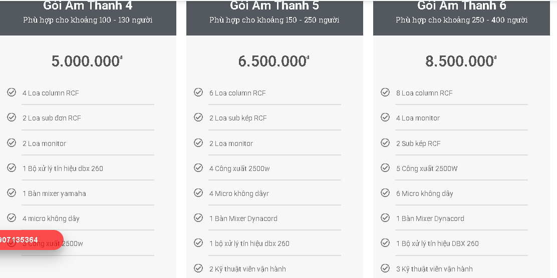 thuê âm thanh gói 2